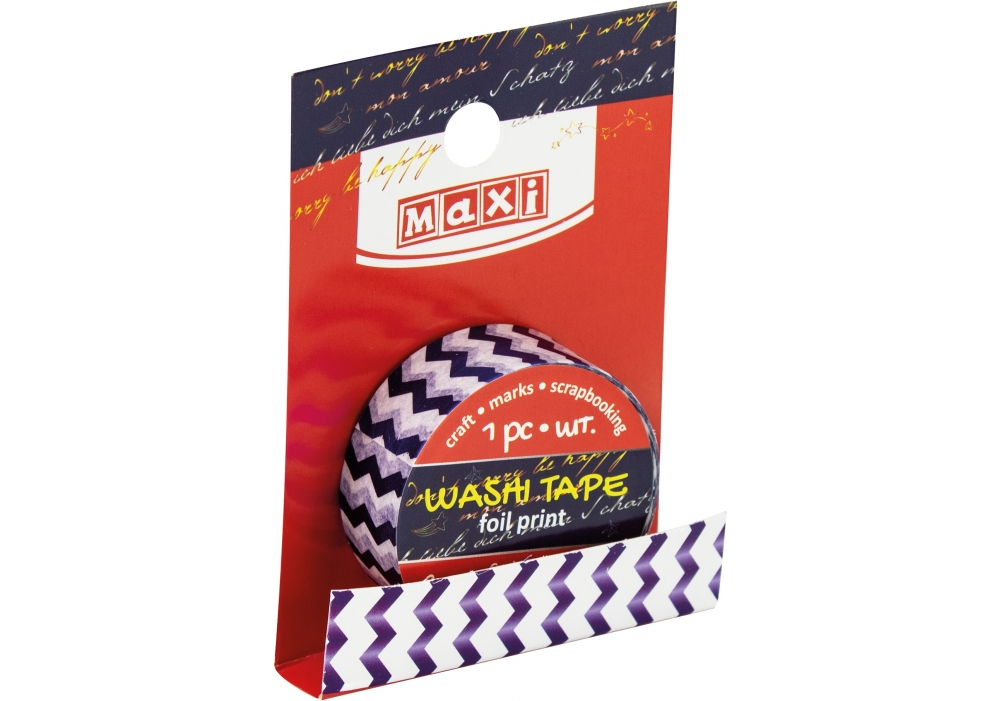 Decorative tape with foil print 15mm*3m "MAXI" /MX62017/ (1/20/500)