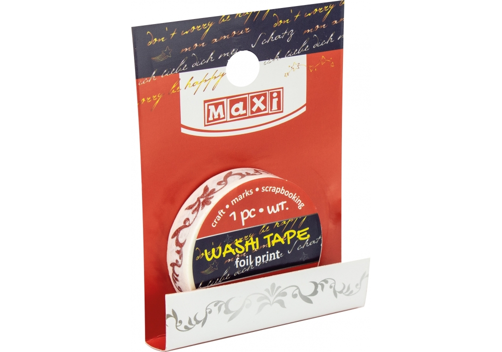 Decorative tape with foil print 10mm*3m "MAXI" /MX62020/ (1/20/500)