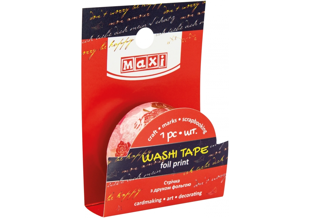 Decorative tape with foil print 15mm*3m "MAXI" /MX62064/ (1/20/500)