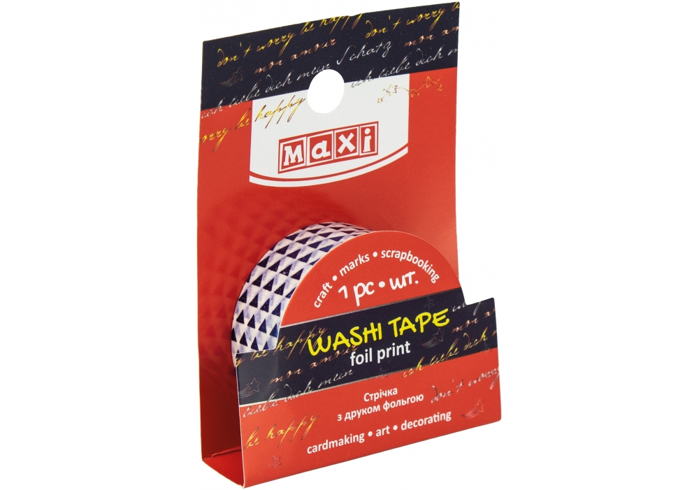 Decorative tape with foil print 15mm*3m "MAXI" /MX62066/ (1/20/500)