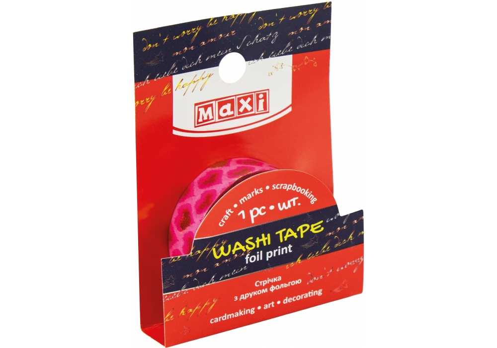 Decorative tape with foil print 15mm*3m "MAXI" /MX62067/ (1/20/500)
