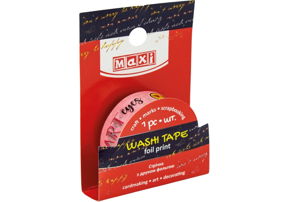Decorative tape with foil print 15mm*5m "MAXI" /MX62073/ (1/20/500)