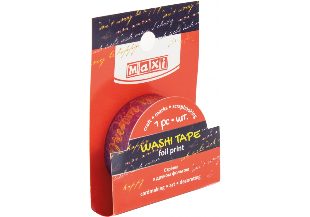 Decorative tape with foil print 15mm*5m "MAXI" /MX62078/ (1/20/500)