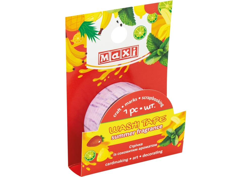 Decorative tape with a print 15mm*3m "MAXI" /MX63002/ with lavender aroma (1/20/500)