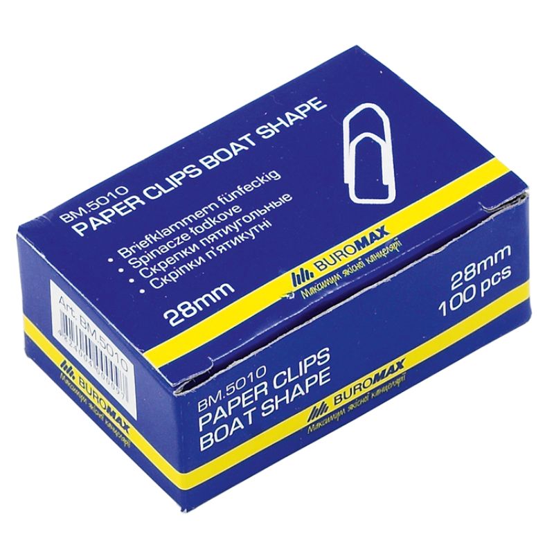 Paper clip "BuroMAX" /BM 5010/ 28 mm (100 pcs.) pentagonal. nickel (10)
