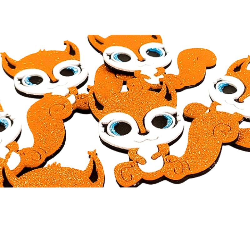 Blank "Diamond handles" /123092/ foamiran with glitter "Squirrel" 7 cm, 10 pcs/pack.