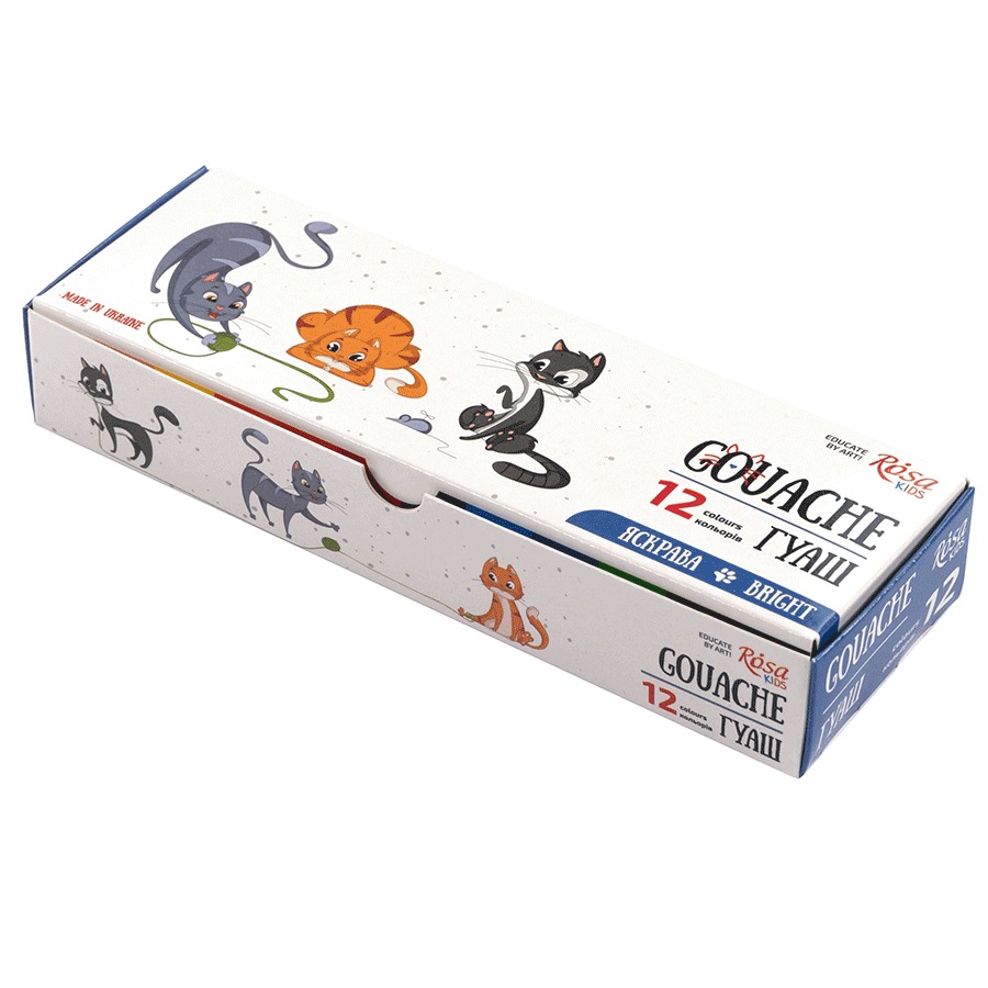 Gouache "ROSA Kids" 12 col. 10 ml /301103/ Cats (1/12)