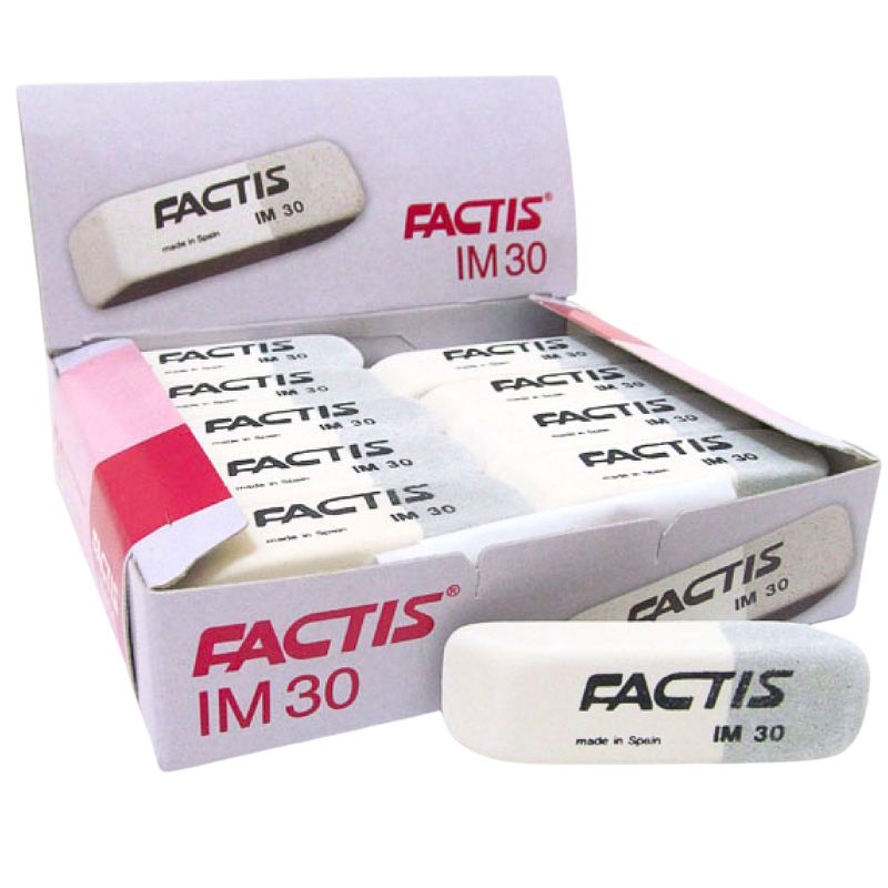 Гумка "FACTIS" /IM30/ прямокутна біло-сіра з фаскою 5,9*1,9*0,9см (30/750)