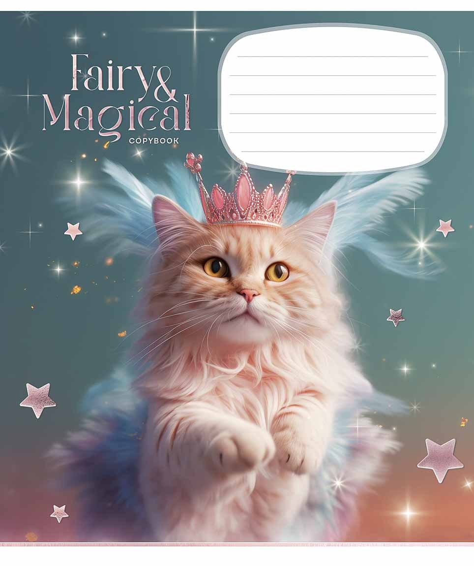 Student's notebook "Schoolboy" 12 sheets ==/3316L/ "Fairy cats" glitter (girl) (30/300)