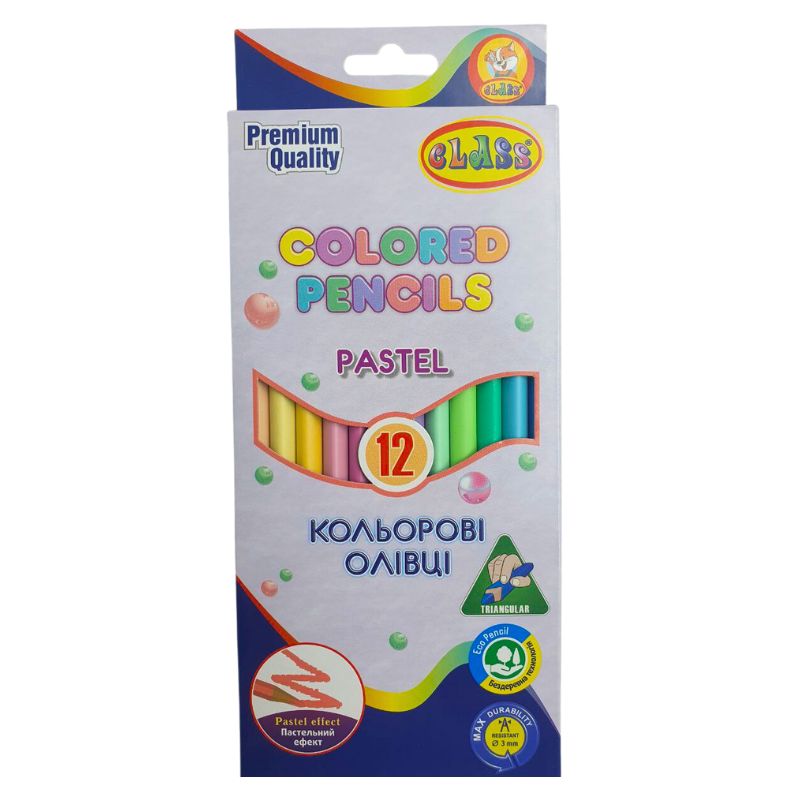 Colored pencils "CLASS" 12 col. /1712C/ PASTEL, triangular (1/12/240)