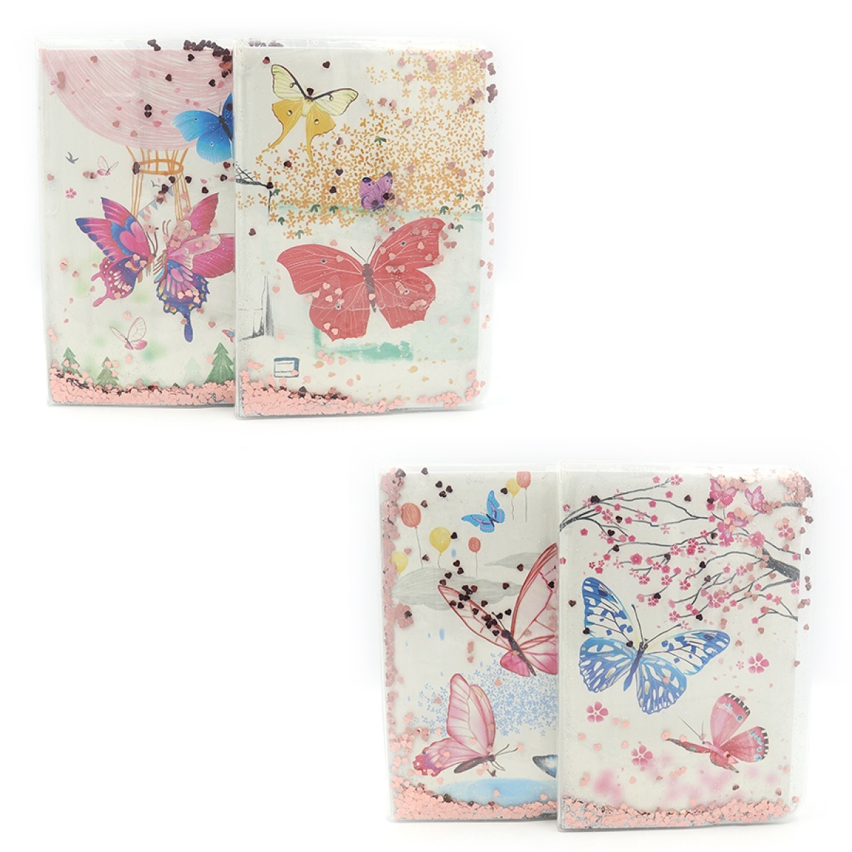 Notebook A5/60 sheets "JO" /DSCN0464-A5/ with liquid and glitter "Butterfly", 70g/m