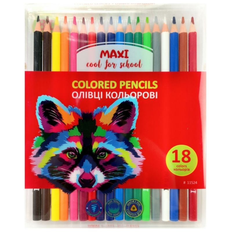 Colored pencils "MAXI" 18 col. /MX11524/ plastic three-sided (1/8/160)