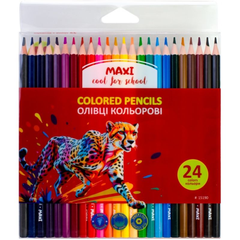 Олівці кольорові "MAXI" 24 кол. /MX15190/ пластикові шестигранні (1/6)