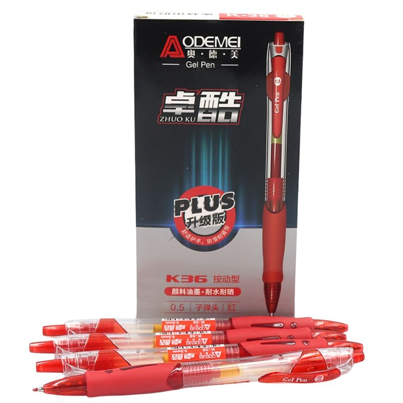 Pen gel machine "AODEMEI" /36KRD/ "Plus'' 0.5mm, red (12/144)