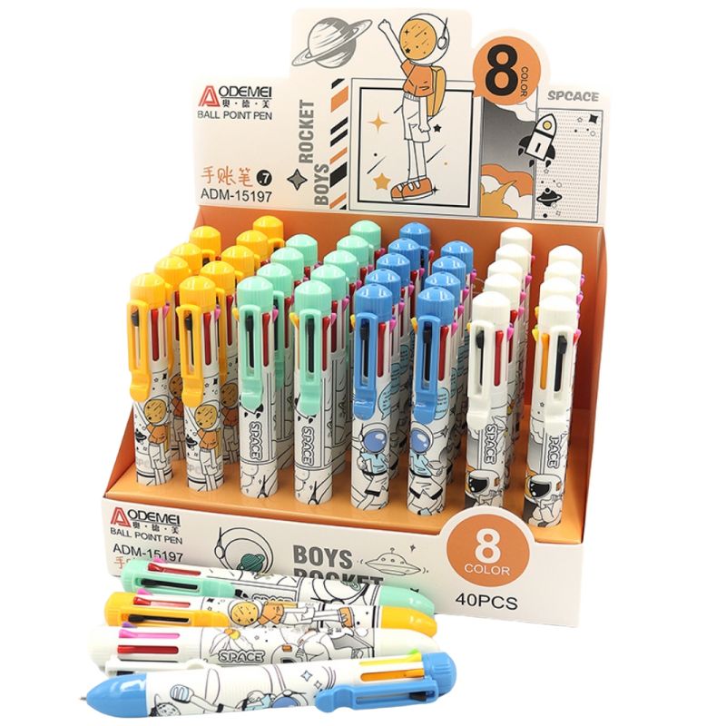 Ballpoint pen "AODEMEI" /ADM-15197/ children's multicolored "Rocket boys" 8 colors 0.7mm (40/480)