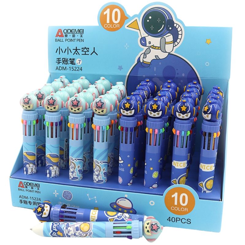 Ballpoint pen "AODEMEI" /ADM-15224/ children's multicolored "Spaceman" 10 colors 0.7mm (40/480)