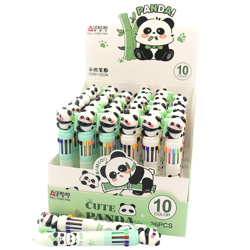 Ballpoint pen "AODEMEI" /ADM-15294/ children's multicolored "Panda" 10 colors 0.7mm (36/432)
