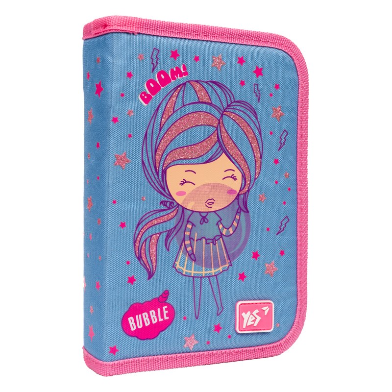 Pencil case solid "YES" /533115/ HP-03 1 compartment. 1 division Girls style (1/48)