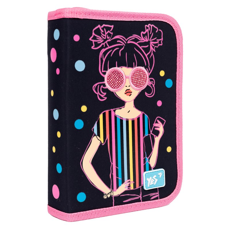 Pencil case solid "YES" /533120/ 1 compartment. 2 branches HP-04 Girls style (1/48)