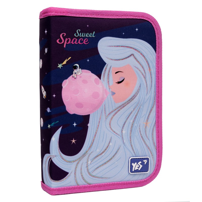 Pencil case solid "YES" /533125/ 1 compartment. 2 branches HP-04 Space Girl (1/48)